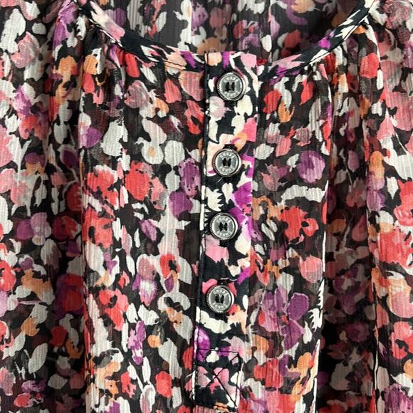Guess Black and Pink Floral Sheer Sleeveless Blouse Size XS - Picture 4 of 9